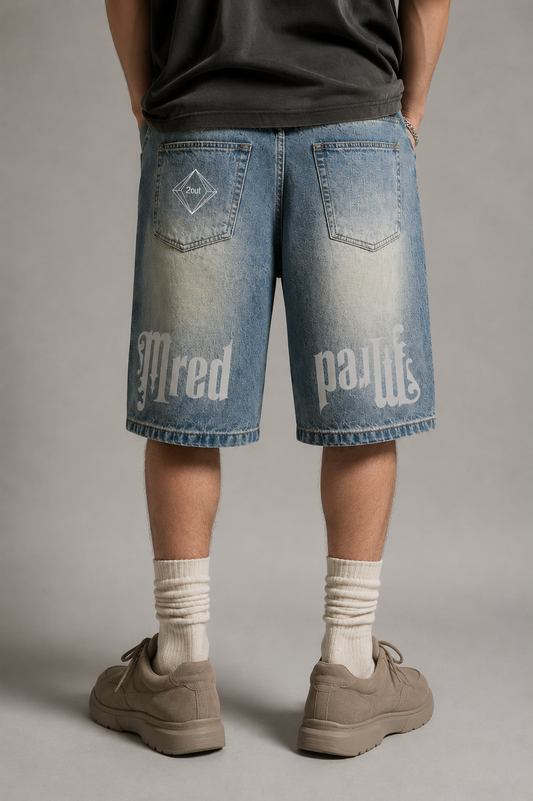 Faded Distressed Baggy Denim Shorts — Underground Street Denim by 2OUT