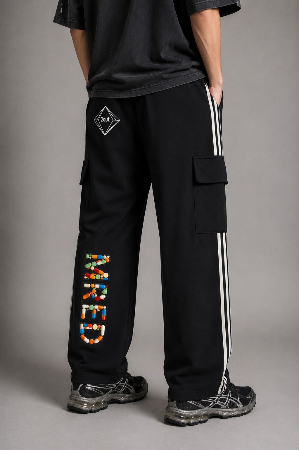 MRED Side Stripe Straight-Leg Pants — Baggy Rave Streetwear Pants by 2OUT ODMPOD