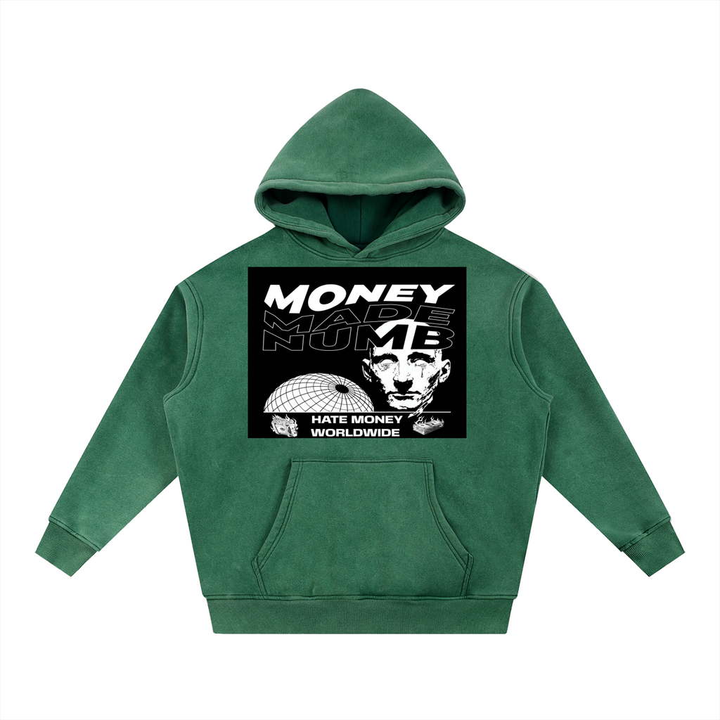 Money Disease Snow Wash Oversized Hoodie — Heavyweight Streetwear Hoodie | Washed Grit by 2OUT