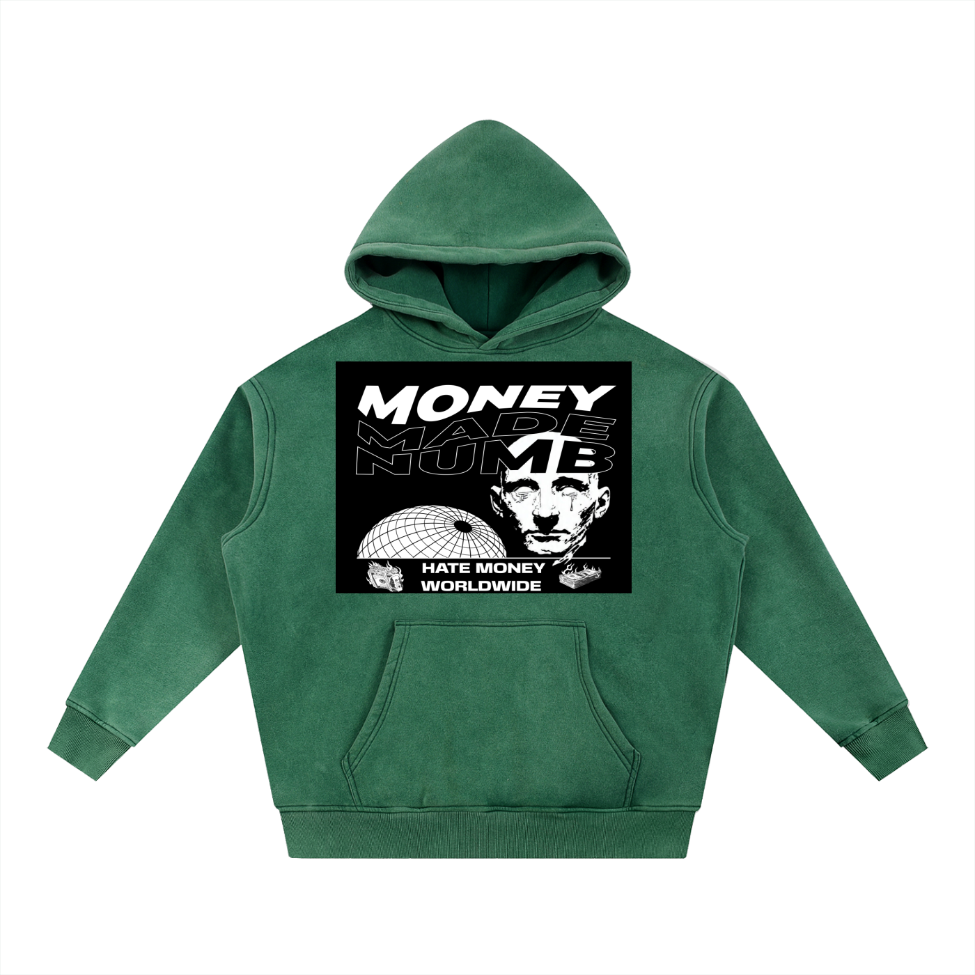 Money Disease Snow Wash Oversized Hoodie — Heavyweight Streetwear Hoodie | Washed Grit by 2OUT