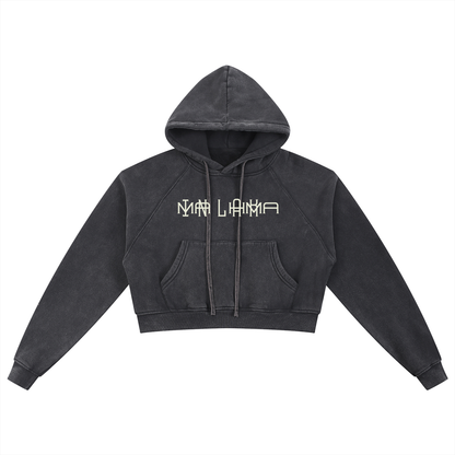 Mina L’Hamka Snow Washed Cropped Hoodie — Women’s Streetwear Hoodie | Soft Edge by 2OUT ODMPOD