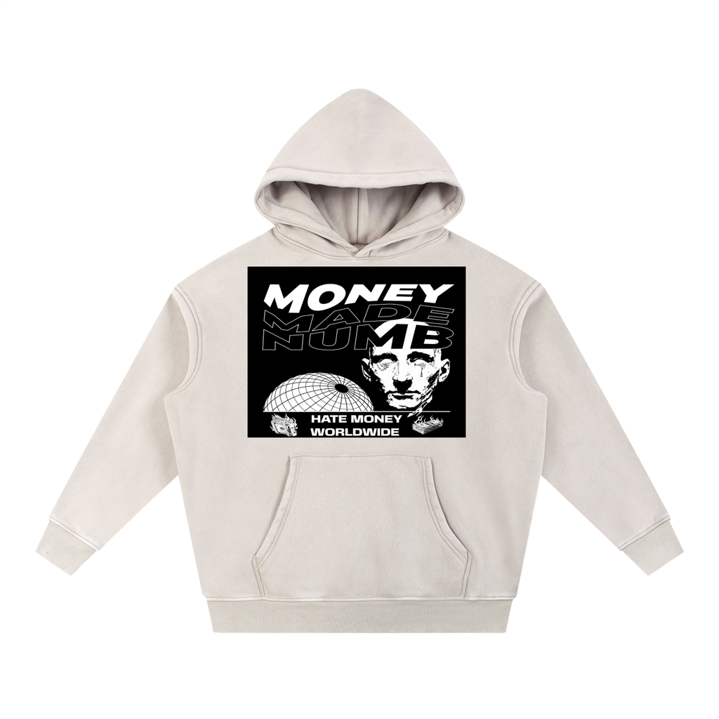 Money Disease Snow Wash Oversized Hoodie — Heavyweight Streetwear Hoodie | Washed Grit by 2OUT