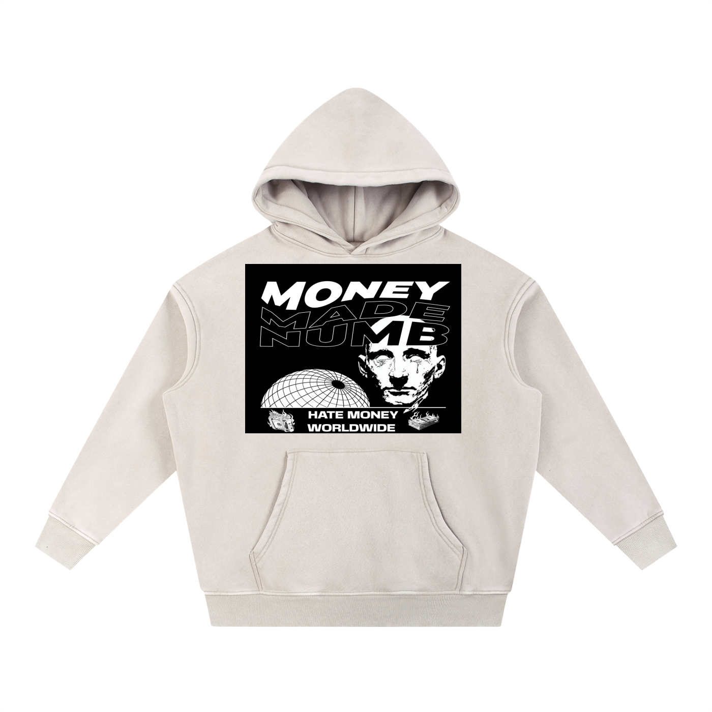 Money Disease Snow Wash Oversized Hoodie — Heavyweight Streetwear Hoodie | Washed Grit by 2OUT