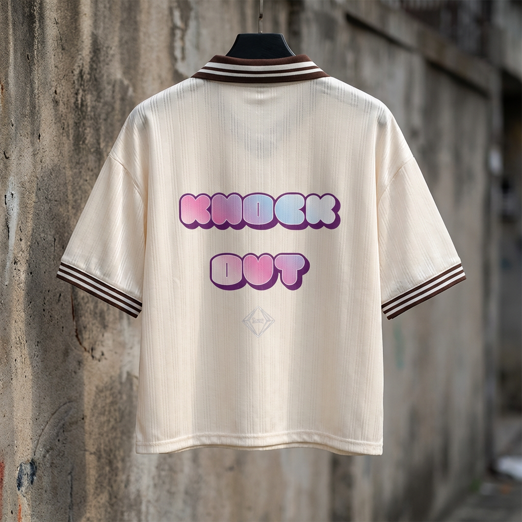 Contrast Stripes Polo T-Shirt — Oversized Techno Rave Top | Sport Signal by 2OUT