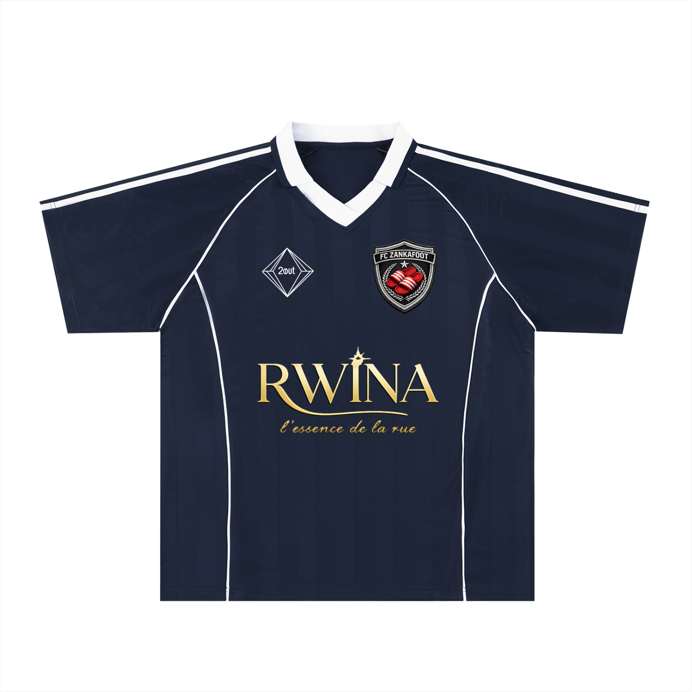 Rwina Zanka Stripe Soccer Jersey — Oversized Street Football Shirt | Dark Motion by 2OUT