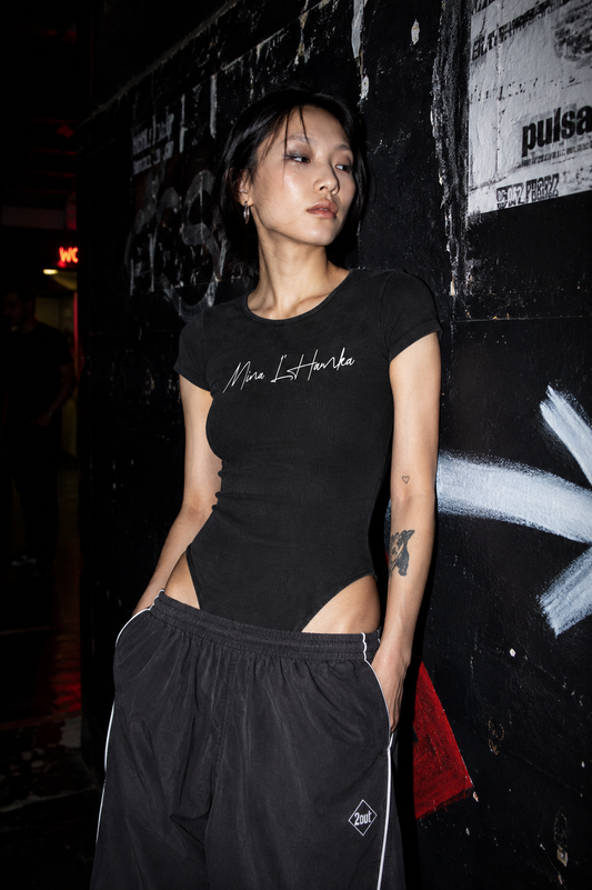 Mina L’Hamka Mineral Wash Bodysuit — Women’s Bodycon Streetwear Piece | Soft Power by 2OUT