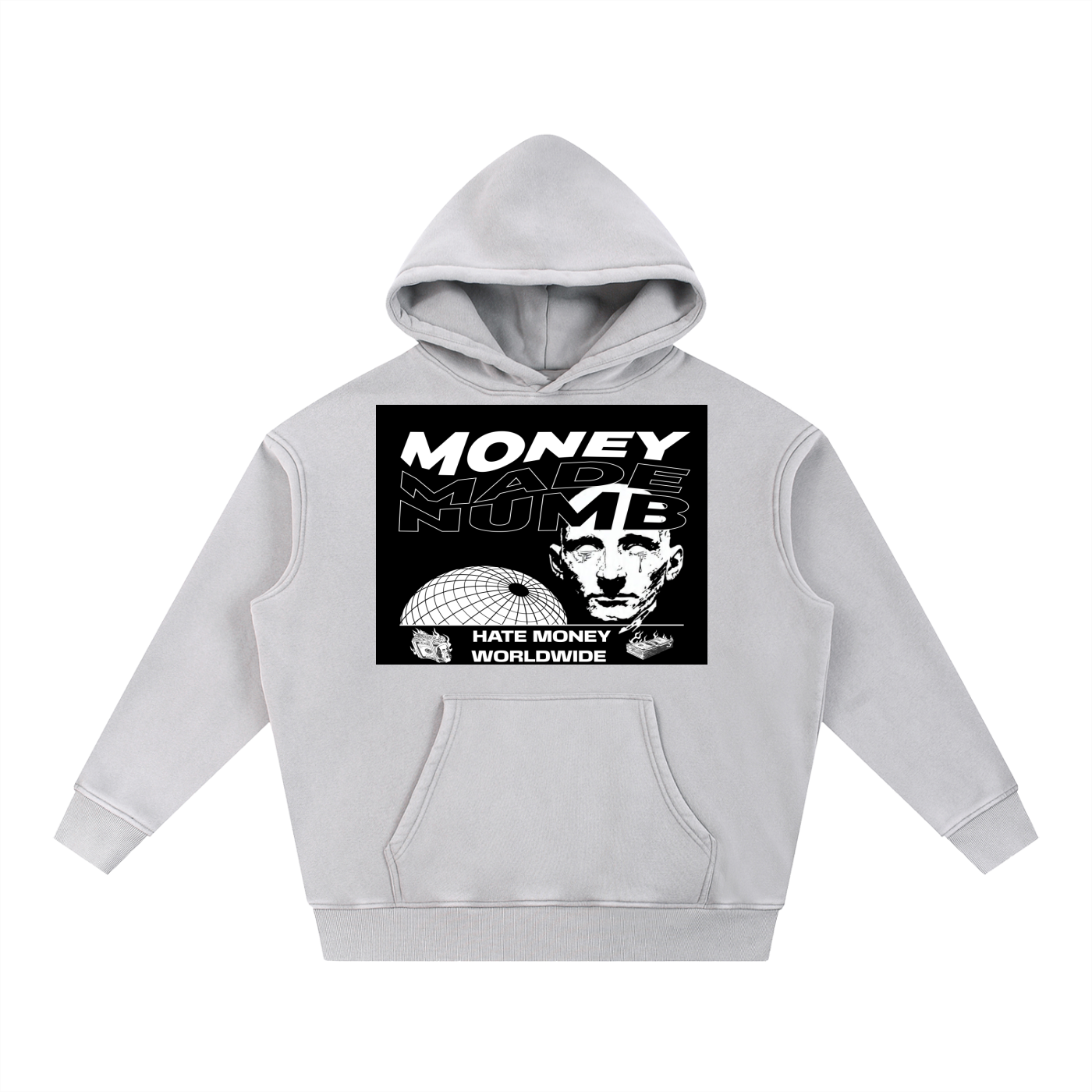 Money Disease Snow Wash Oversized Hoodie — Heavyweight Streetwear Hoodie | Washed Grit by 2OUT