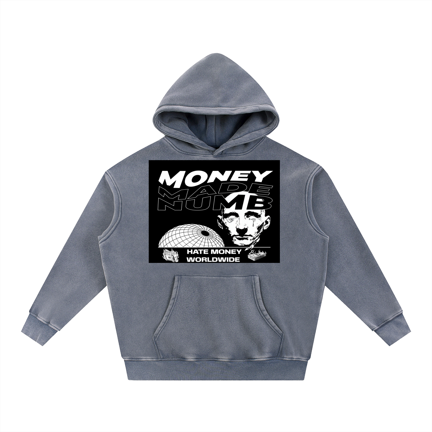 Money Disease Snow Wash Oversized Hoodie — Heavyweight Streetwear Hoodie | Washed Grit by 2OUT