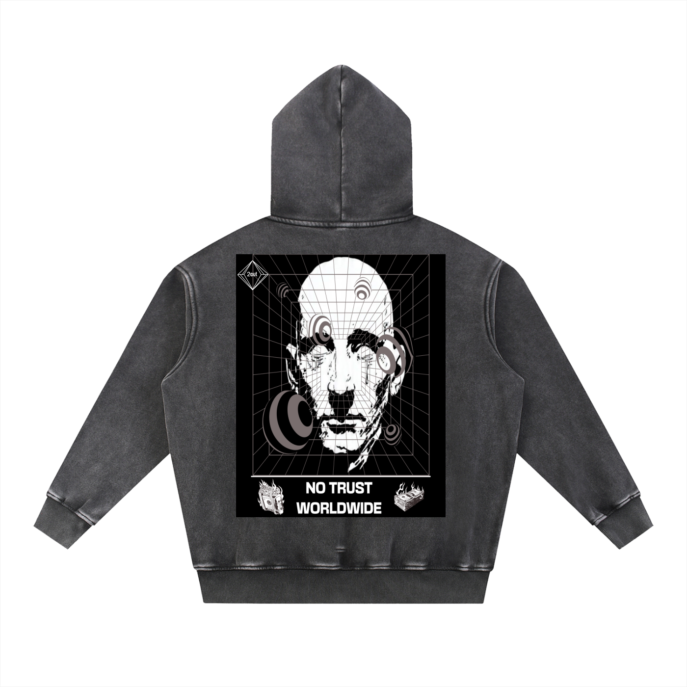 Money Disease Snow Wash Oversized Hoodie — Heavyweight Streetwear Hoodie | Washed Grit by 2OUT