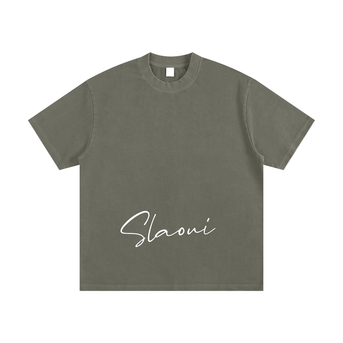 Slaoui Loves 2out Ganja. Heavyweight Vintage Washed Frayed T-Shirt.