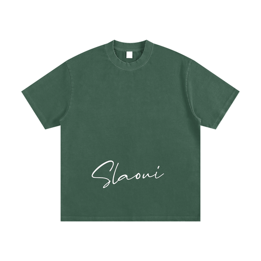 Slaoui Loves 2out Ganja. Heavyweight Vintage Washed Frayed T-Shirt.