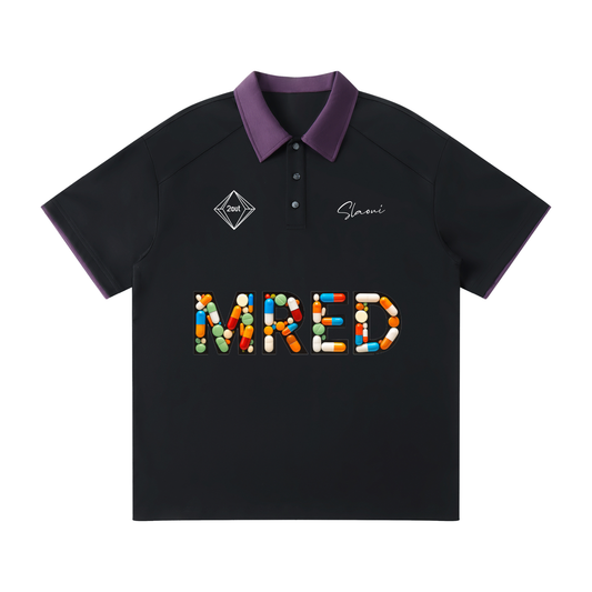 MRED Contrast Collar Raglan Polo — Unisex Street Polo T-Shirt | Clean Pills Style by 2OUT