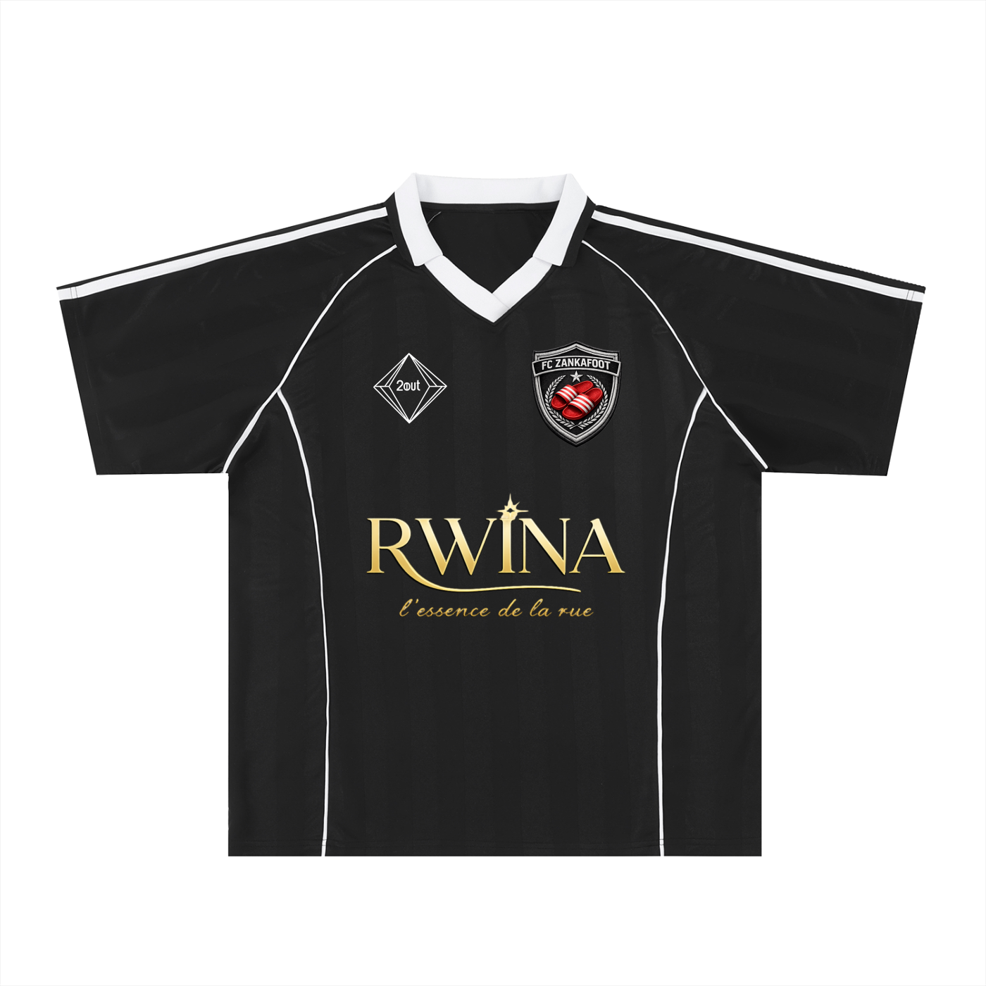 Rwina Zanka Stripe Soccer Jersey — Oversized Street Football Shirt | Dark Motion by 2OUT