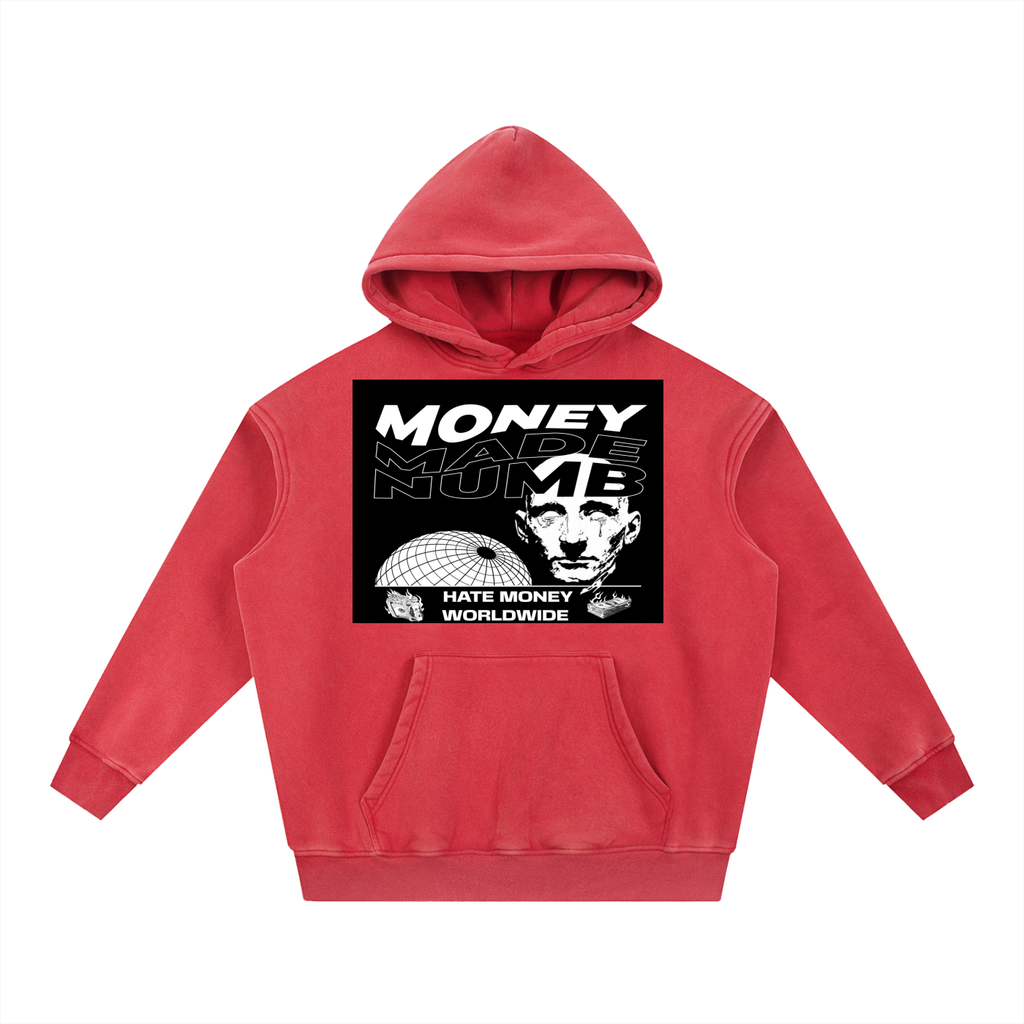 Money Disease Snow Wash Oversized Hoodie — Heavyweight Streetwear Hoodie | Washed Grit by 2OUT