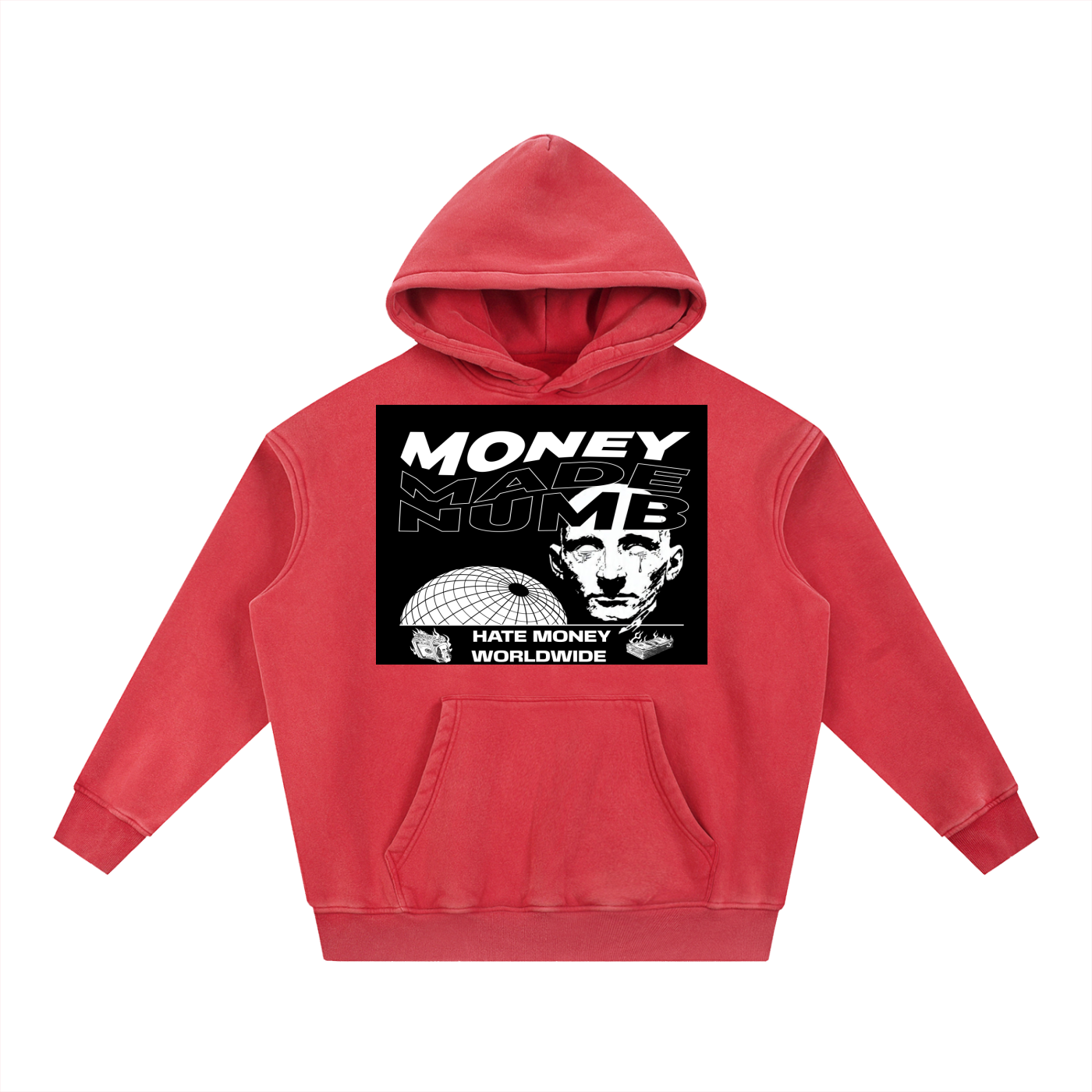 Money Disease Snow Wash Oversized Hoodie — Heavyweight Streetwear Hoodie | Washed Grit by 2OUT