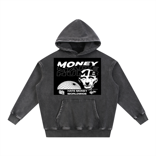 Money Disease Snow Wash Oversized Hoodie — Heavyweight Streetwear Hoodie | Washed Grit by 2OUT ODMPOD