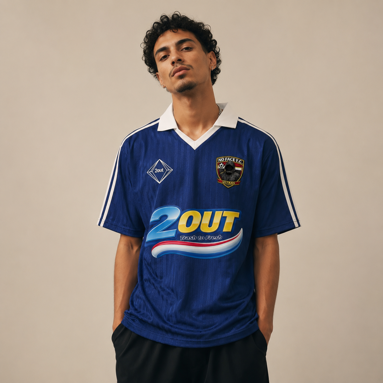 Contrast Collar Striped Soccer Jersey — 2OUT ODMPOD