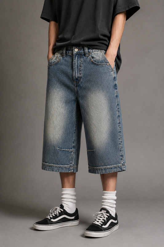 Vintage Wash Baggy Denim Shorts — Underground Street Denim by 2OUT