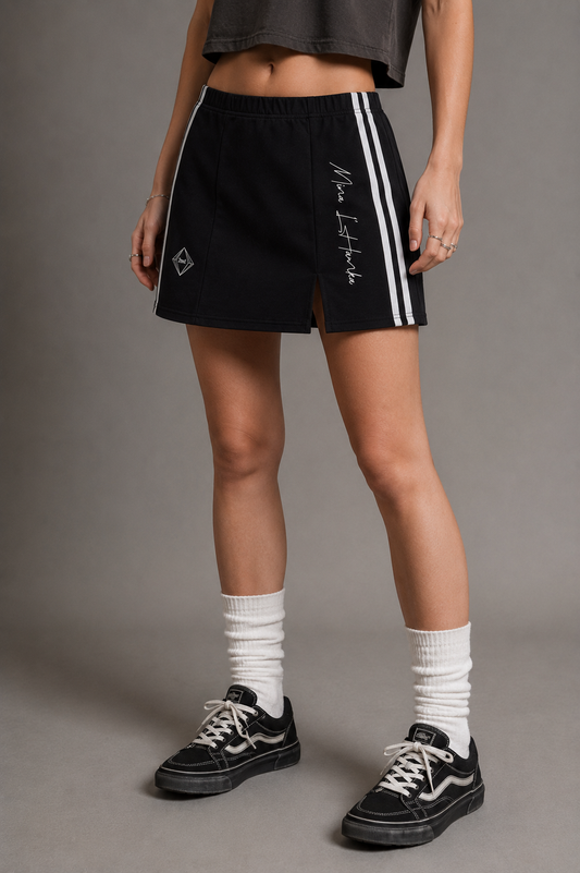 Mina L’Hamka Side Stripe Slit Skirt — Women’s Streetwear Skirt | Night Motion by 2OUT