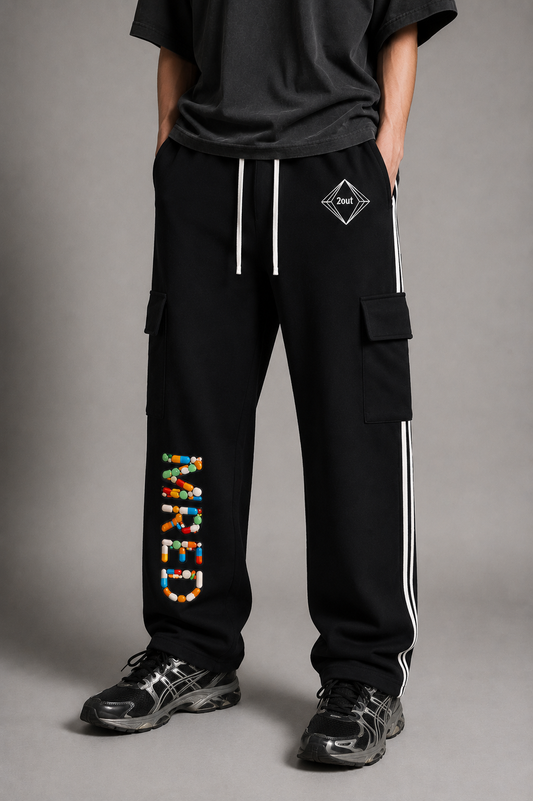 MRED Side Stripe Straight-Leg Pants — Baggy Rave Streetwear Pants by 2OUT
