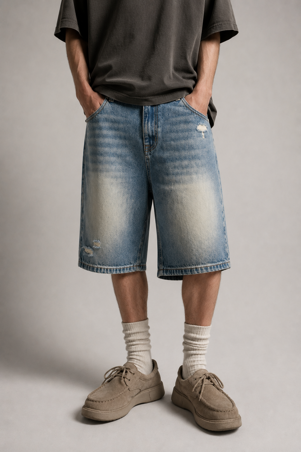 Faded Distressed Baggy Denim Shorts — Underground Street Denim by 2OUT